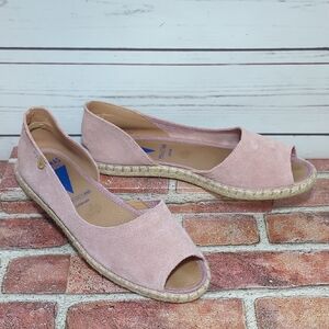 Verbenas Cruz Suede Blush Pink Flat Espadrille Sandal Made in Spain Women's 10.5